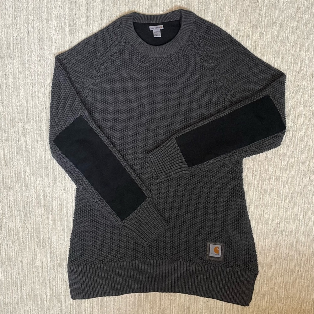 Carhartt Waffle Knit Sweater Gray Crewneck Pullover Womens M